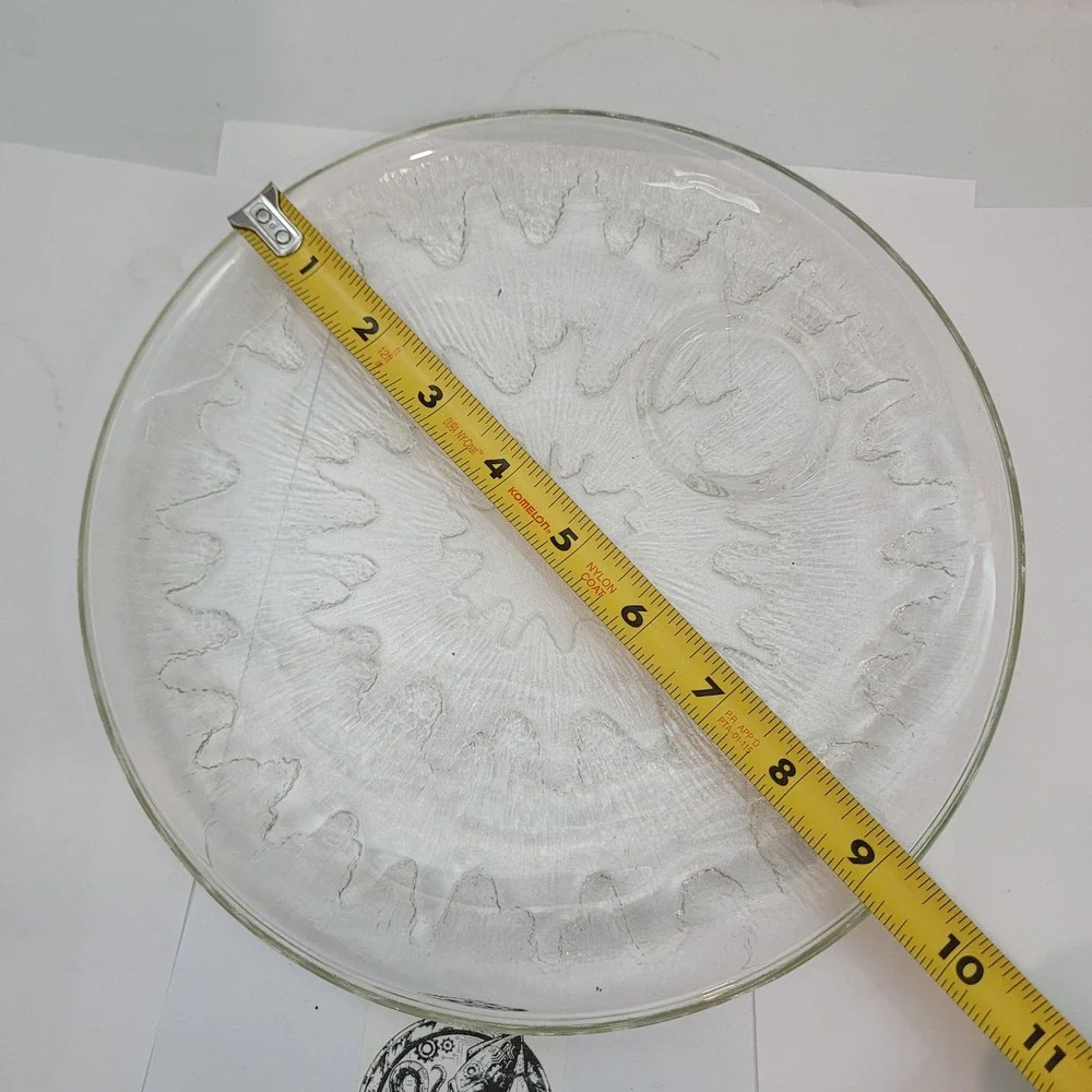 Iittala Ultima Thule Platter Clear Textured Glass 11.5in Tapio Wirkkala